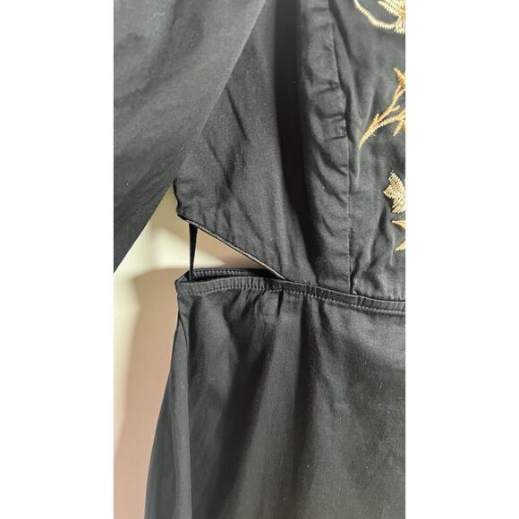 Anthropologie Especia Wallis Black Embroidered Boho Event Maxi Stretch Dress M - Picture 8 of 16